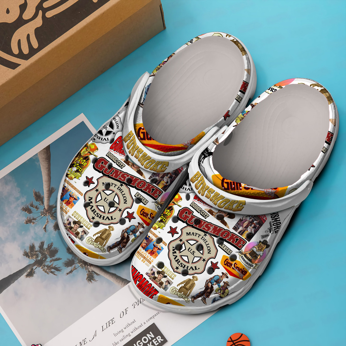 Merchidea Gunsmoke TV Series Crocs Crocband Clogs Shoes Comfortable For Men Women and Kids