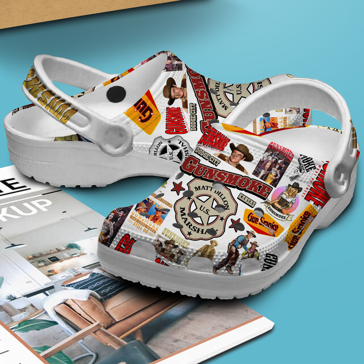 Merchidea Gunsmoke TV Series Crocs Crocband Clogs Shoes Comfortable For Men Women and Kids