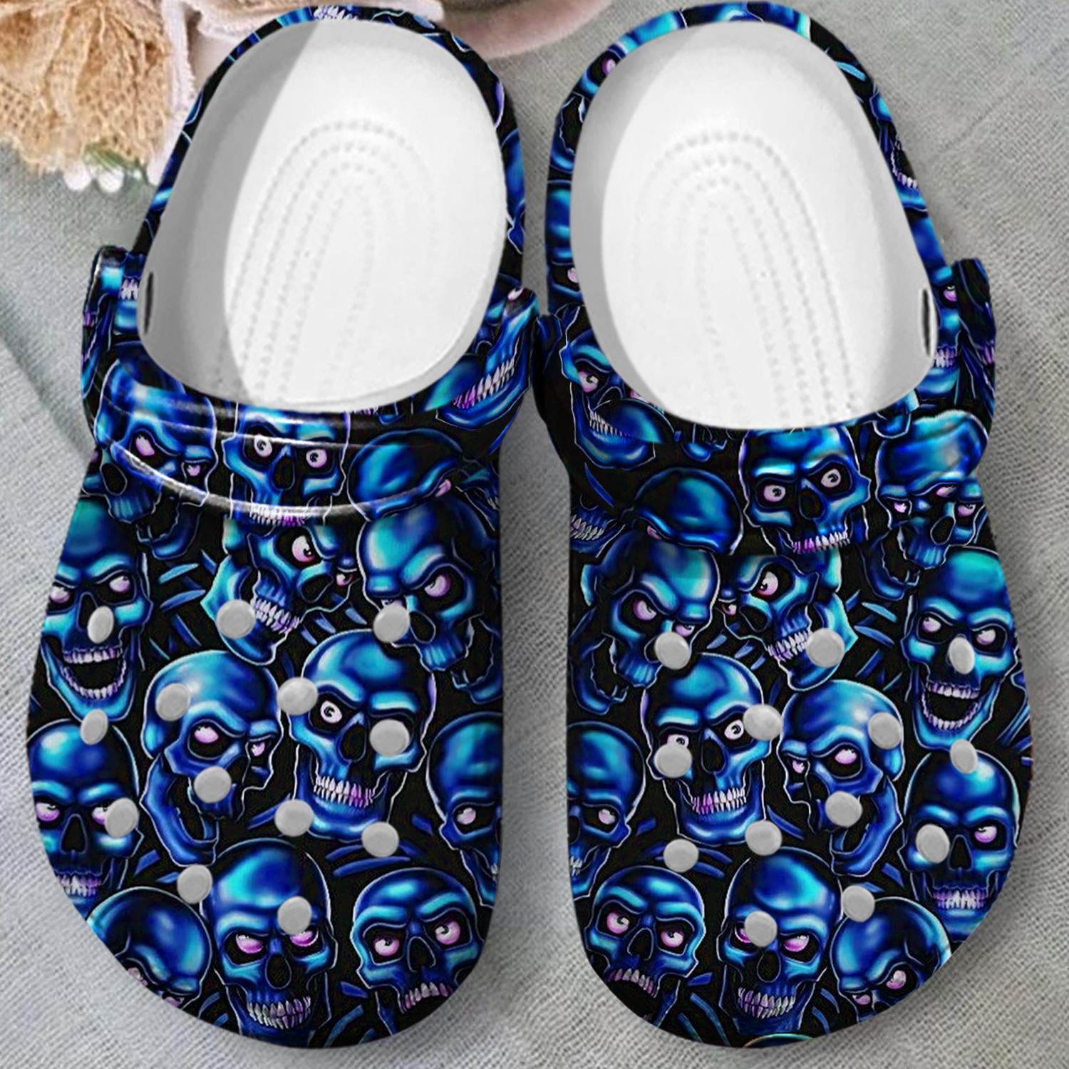 Merchidea Halloween Skull Crocs Crocband Clogs Shoes Comfortable For Men Women and Kids