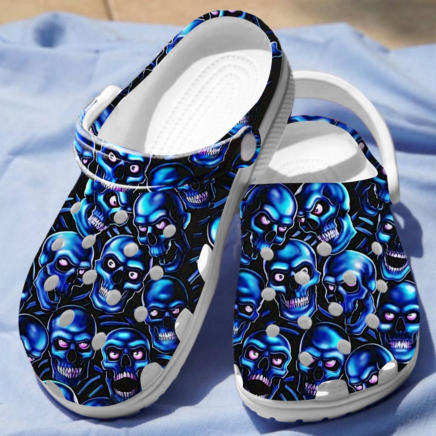 Merchidea Halloween Skull Crocs Crocband Clogs Shoes Comfortable For Men Women and Kids