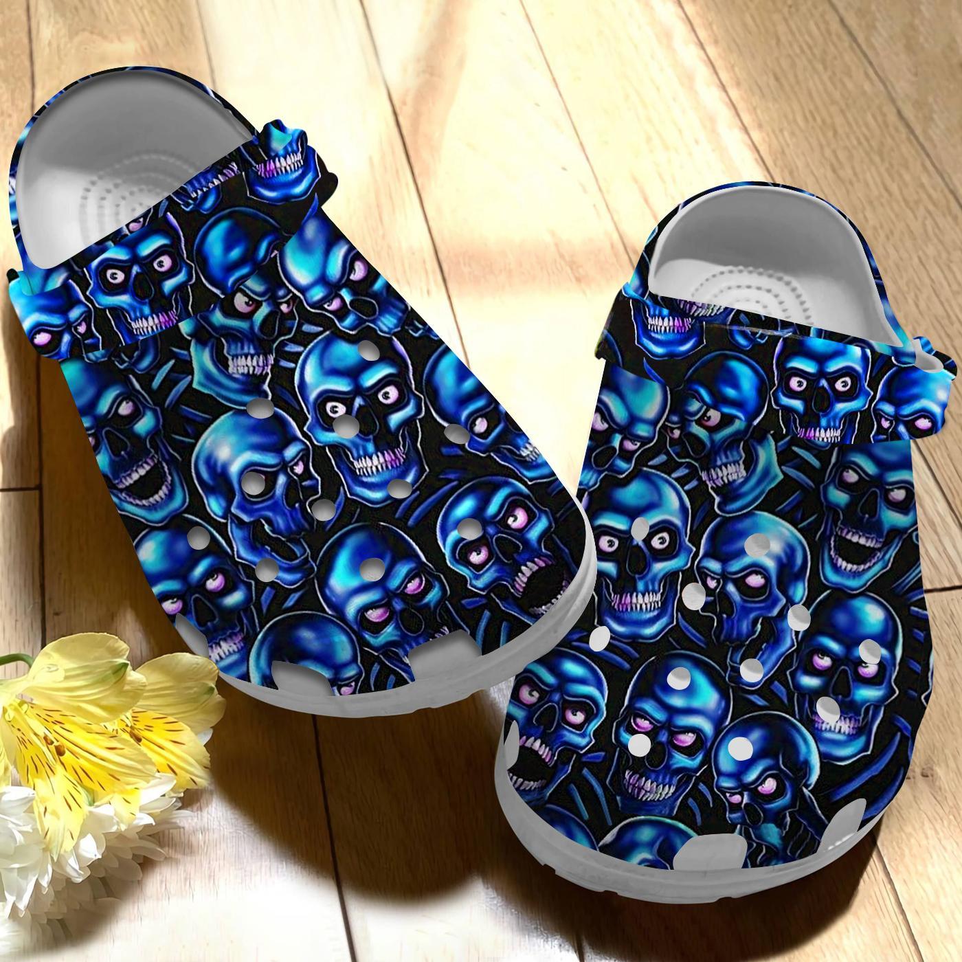 Merchidea Halloween Skull Crocs Crocband Clogs Shoes Comfortable For Men Women and Kids