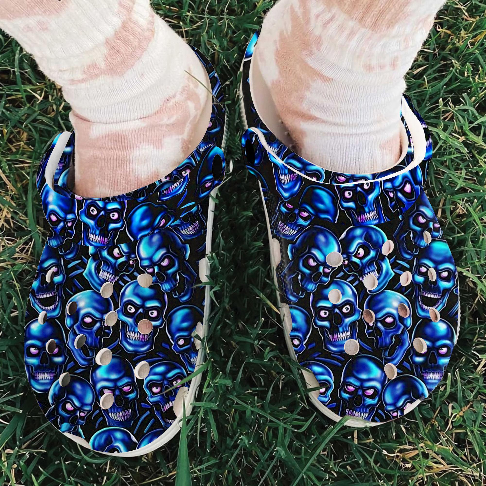 Merchidea Halloween Skull Crocs Crocband Clogs Shoes Comfortable For Men Women and Kids