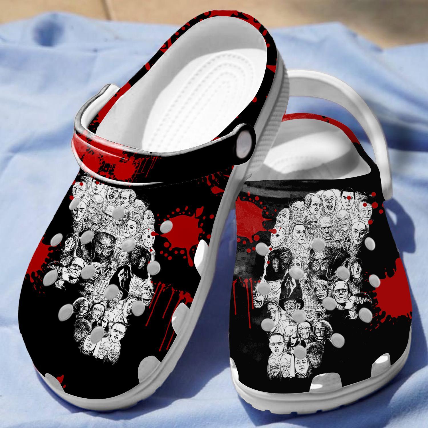 Merchidea Halloween Skull Villians Crocs Crocband Clogs Shoes Comfortable For Men Women and Kids
