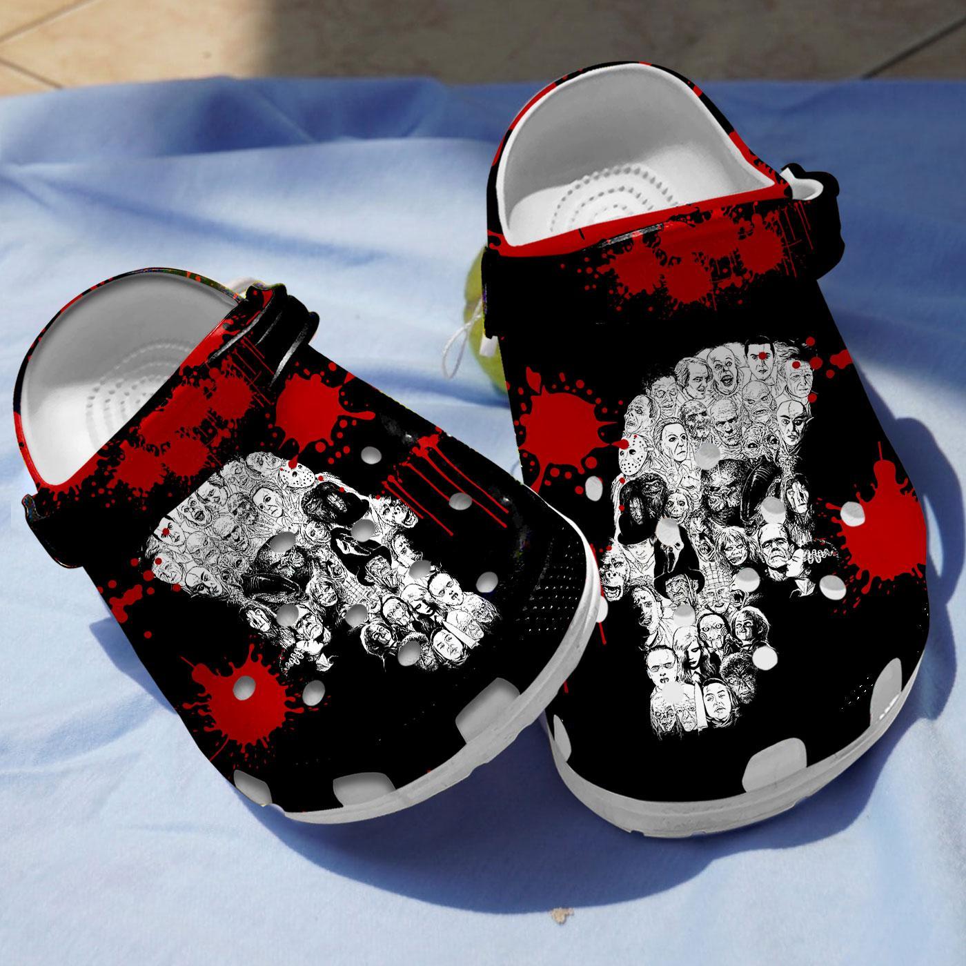 Merchidea Halloween Skull Villians Crocs Crocband Clogs Shoes Comfortable For Men Women and Kids