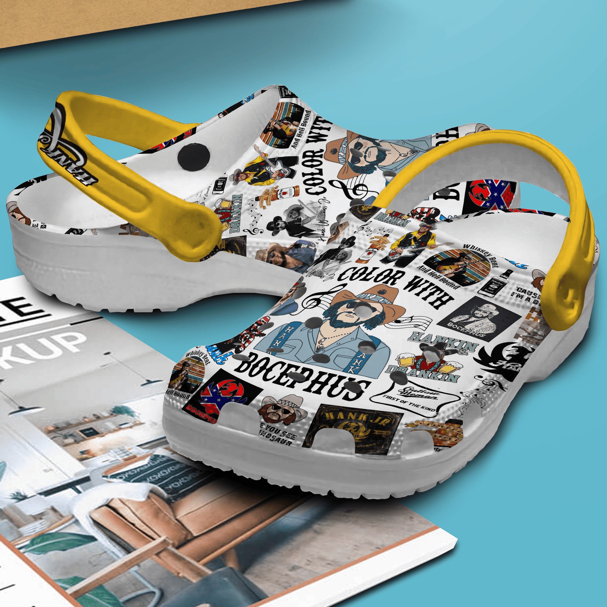 Merchidea Hank Williams Jr. Music Crocs Crocband Clogs Shoes Comfortable For Men Women and Kids