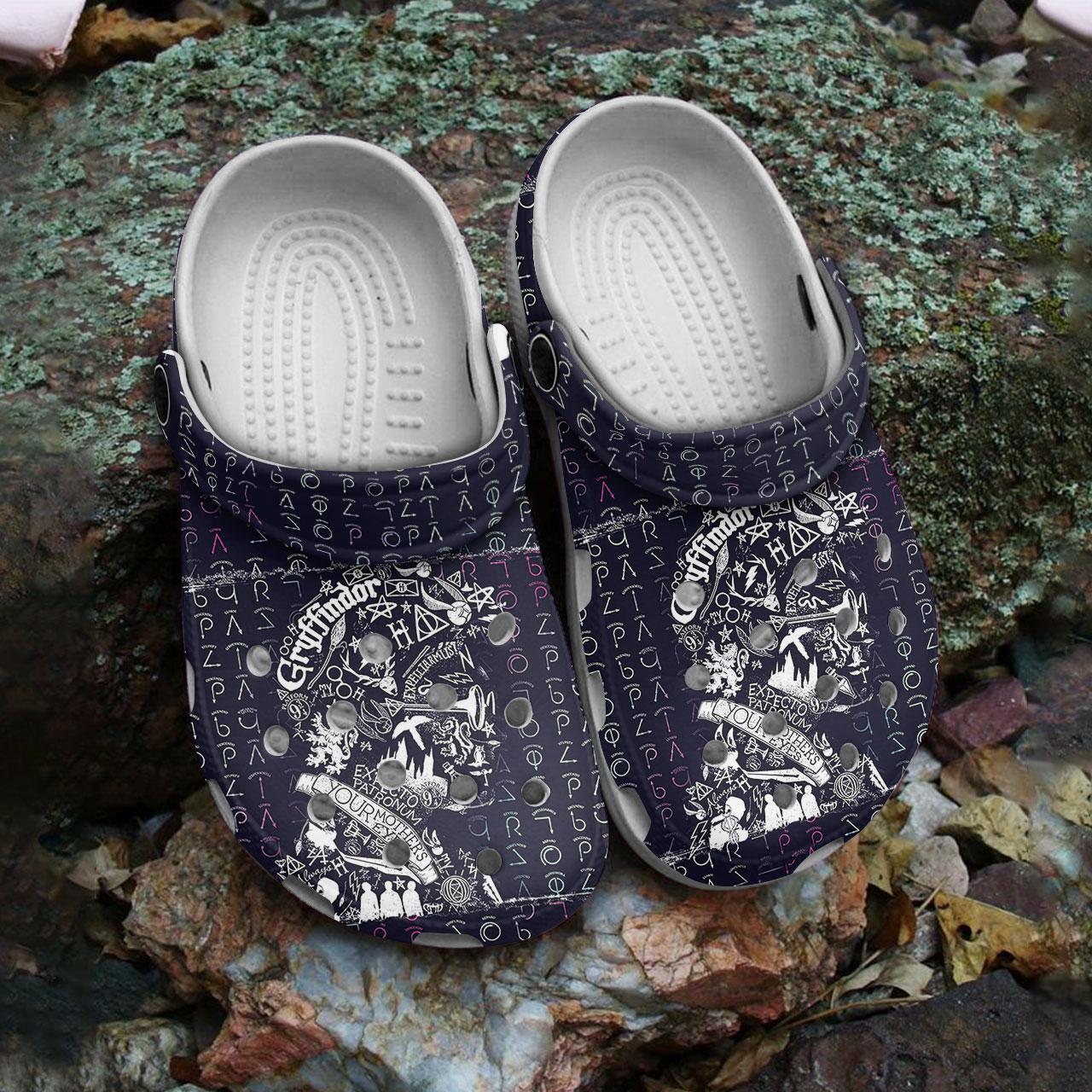 Merchidea Harry Potter Dark Pattern Movie Crocs Crocband Clogs Shoes Comfortable For Men Women and Kids