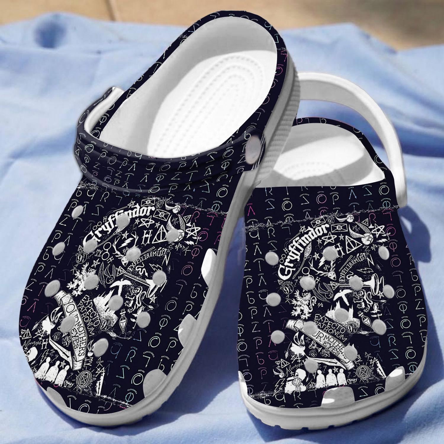 Merchidea Harry Potter Dark Pattern Movie Crocs Crocband Clogs Shoes Comfortable For Men Women and Kids