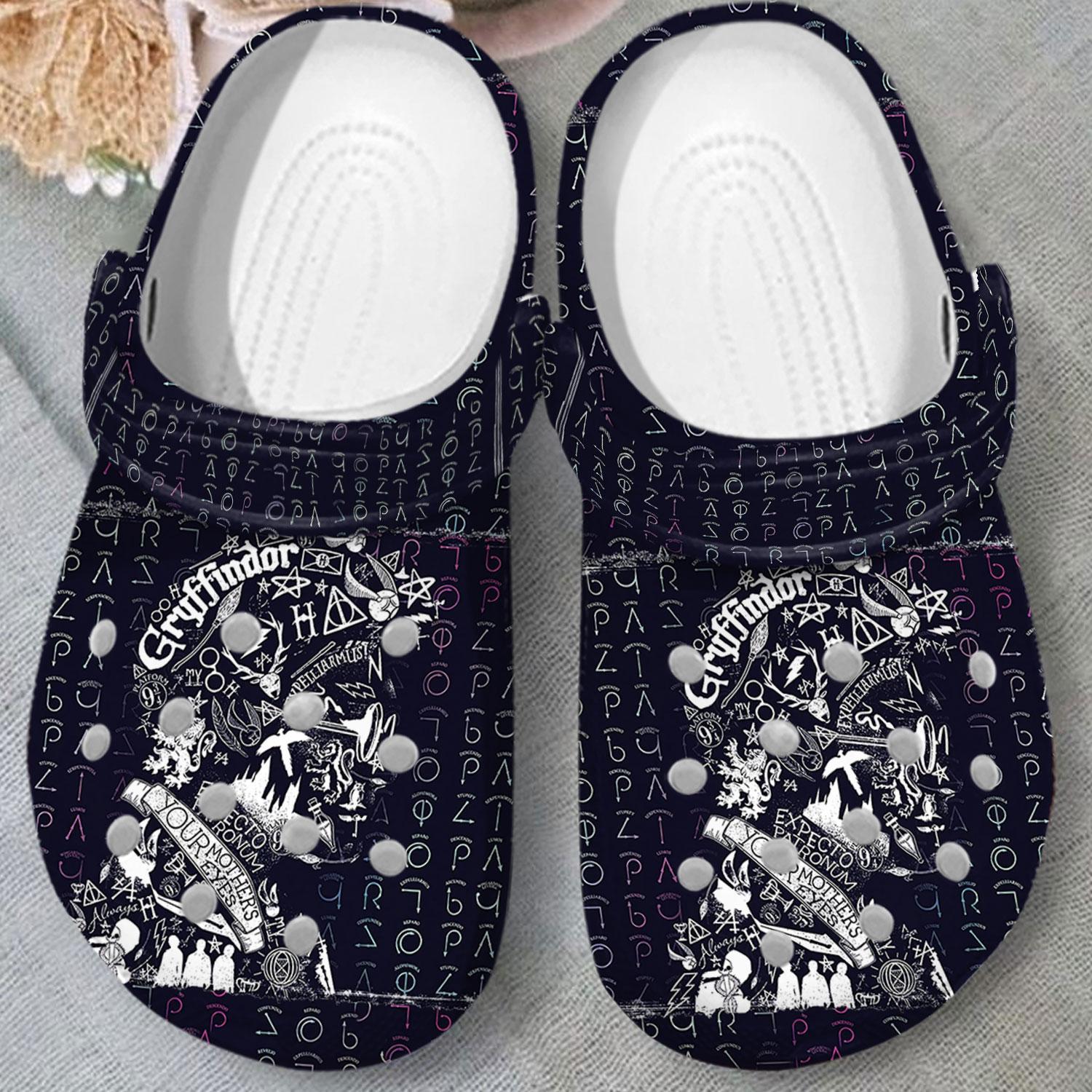 Merchidea Harry Potter Dark Pattern Movie Crocs Crocband Clogs Shoes Comfortable For Men Women and Kids