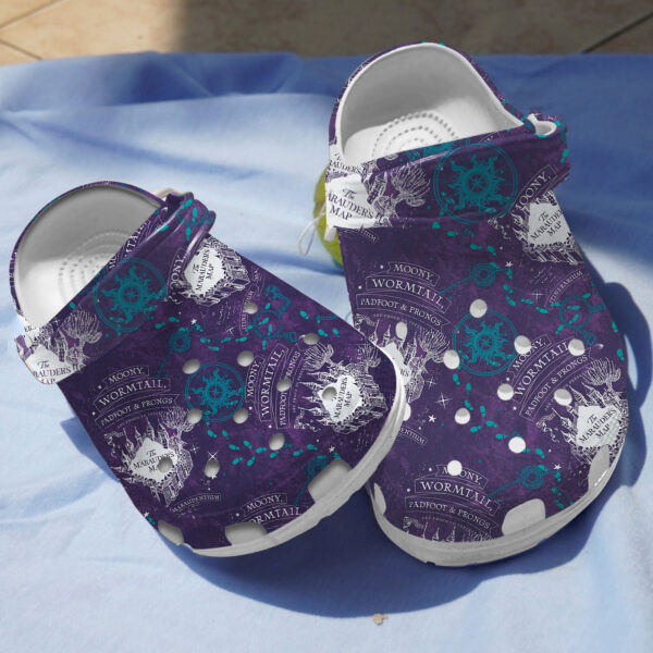 Merchidea Harry Potter Marauders Map Purple Movie Crocs Crocband Clogs Shoes Comfortable For Men Women and Kids
