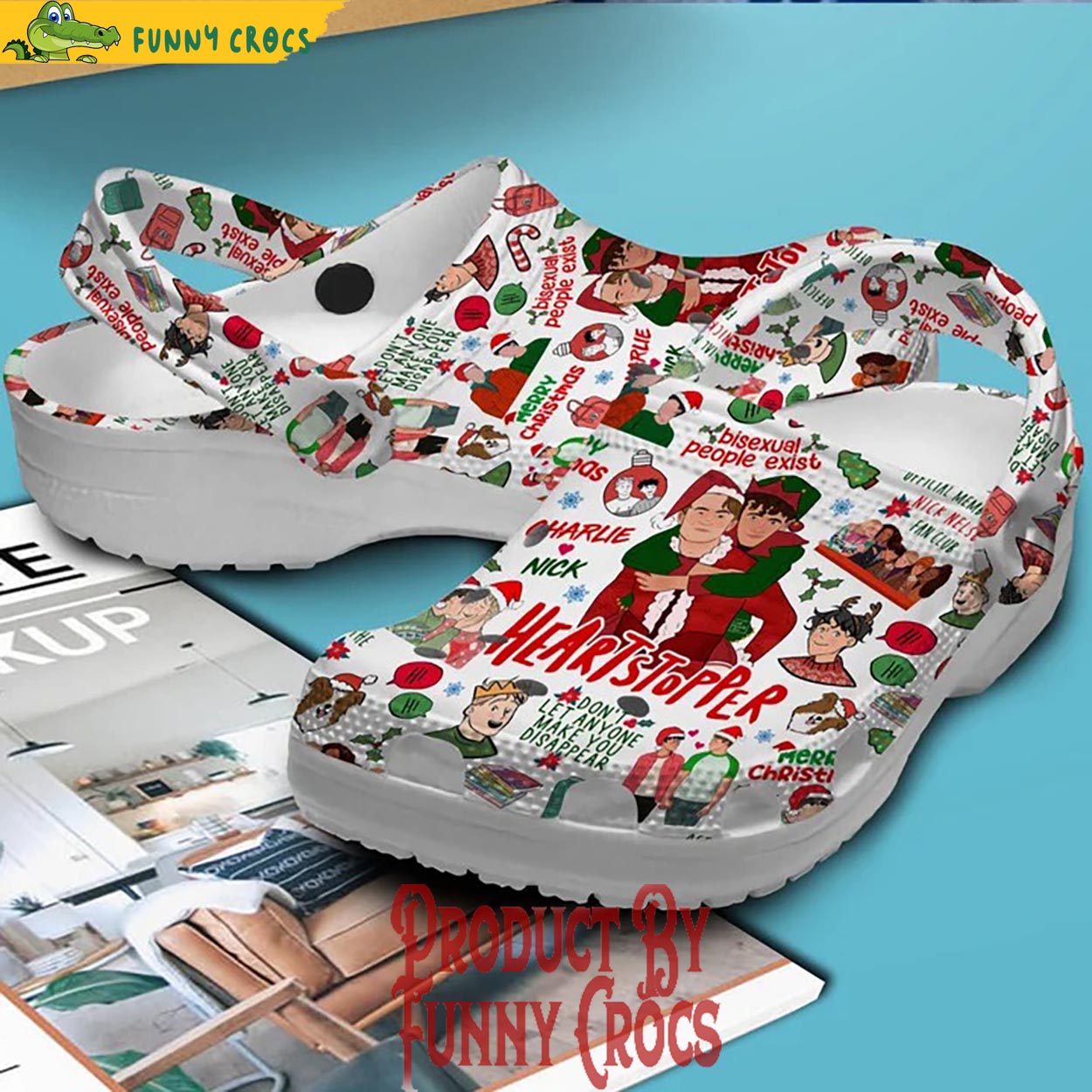 Merchidea Heartstopper TV Series Christmas Crocs Crocband Clogs Shoes Comfortable For Men Women and Kids