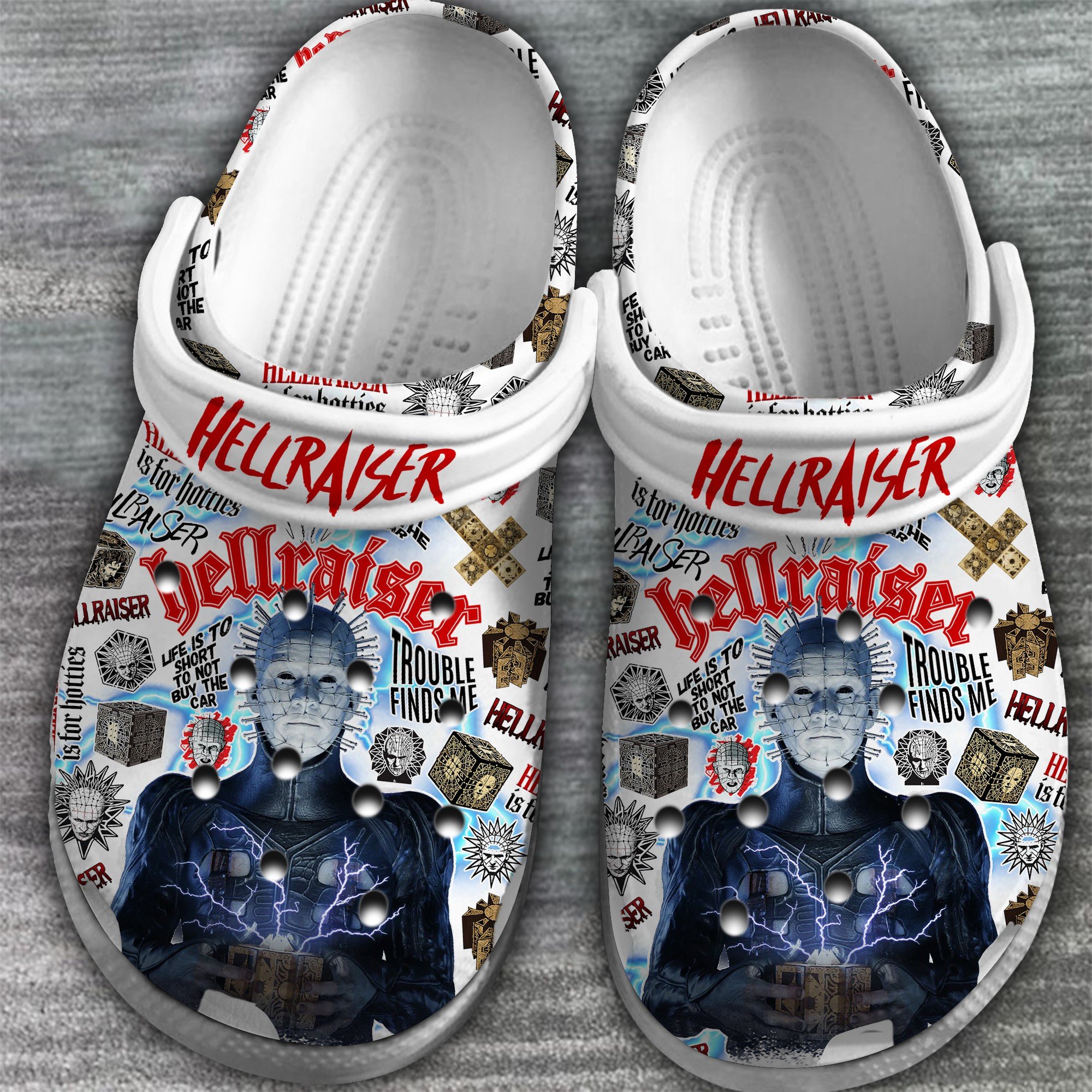 Merchidea Hellraiser Movie Halloween Crocs Crocband Clogs Shoes Comfortable For Men Women and Kids