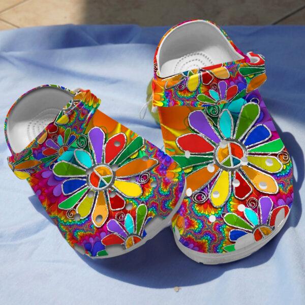 Merchidea Hippie Flowers Crocs Crocband Clogs Shoes Comfortable For Men Women and Kids