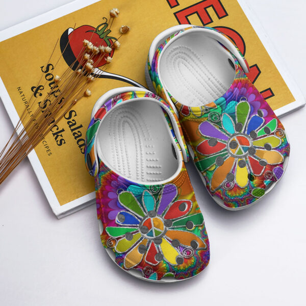 Merchidea Hippie Flowers Crocs Crocband Clogs Shoes Comfortable For Men Women and Kids