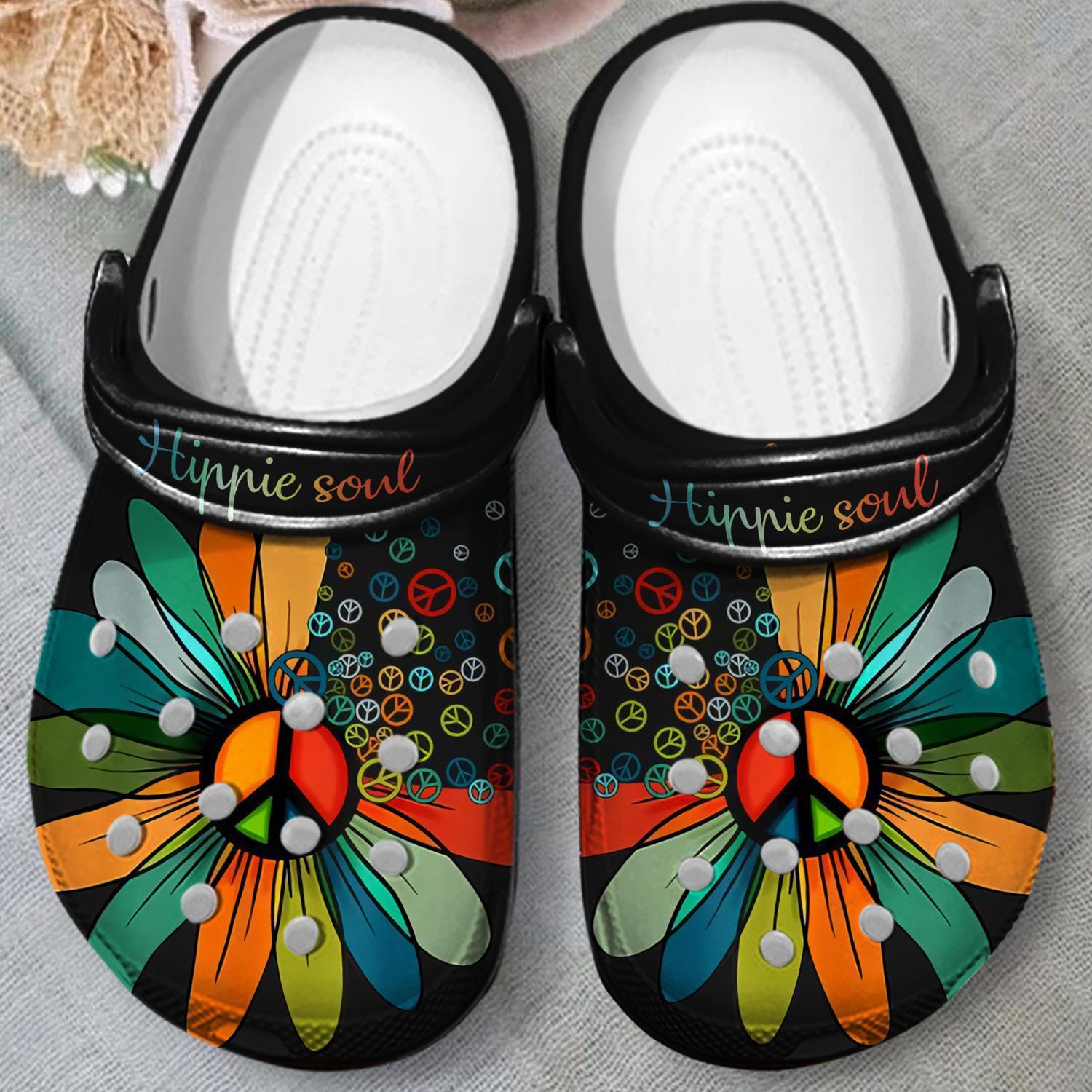 Merchidea Hippie Soul Crocs Crocband Clogs Shoes Comfortable For Men Women and Kids