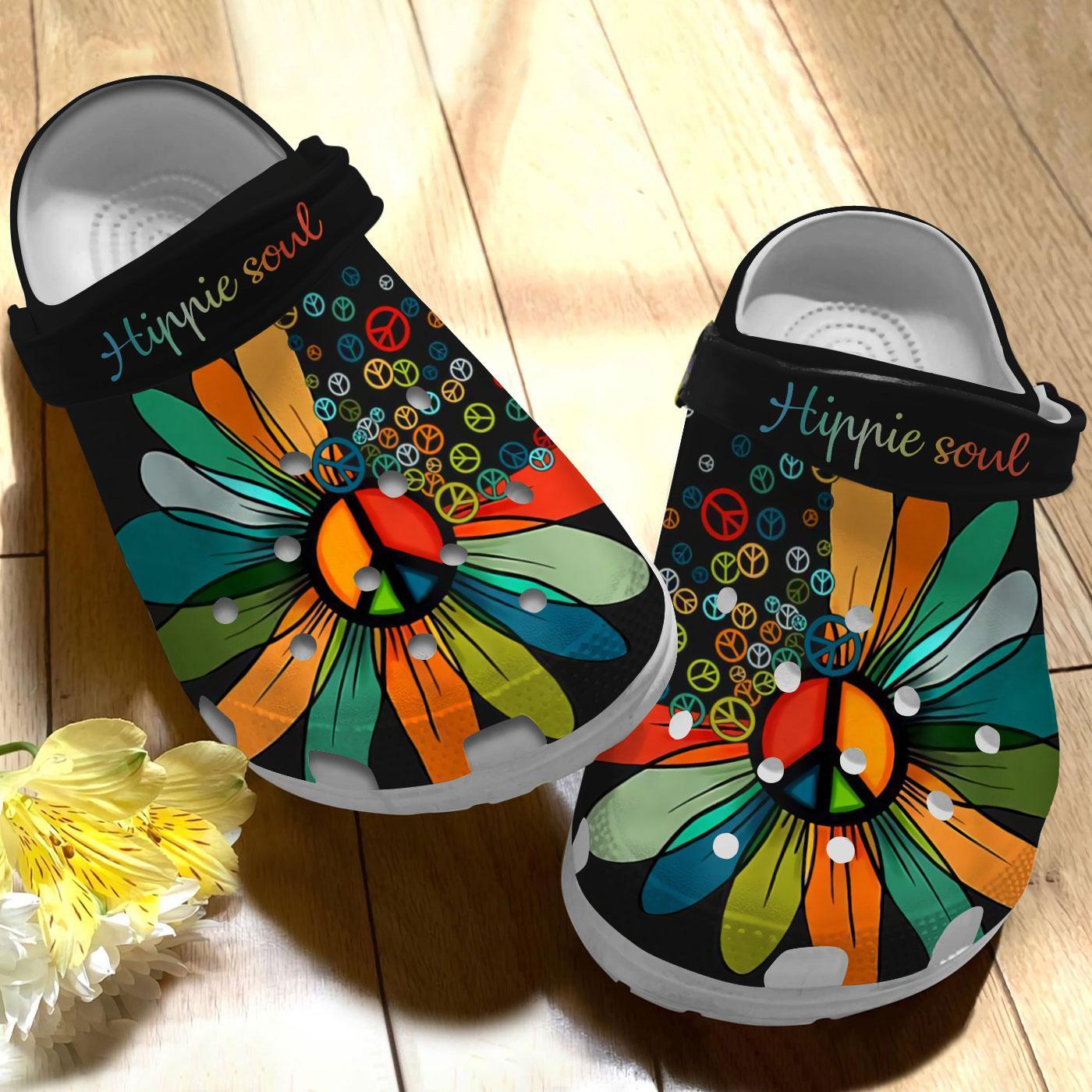 Merchidea Hippie Soul Crocs Crocband Clogs Shoes Comfortable For Men Women and Kids