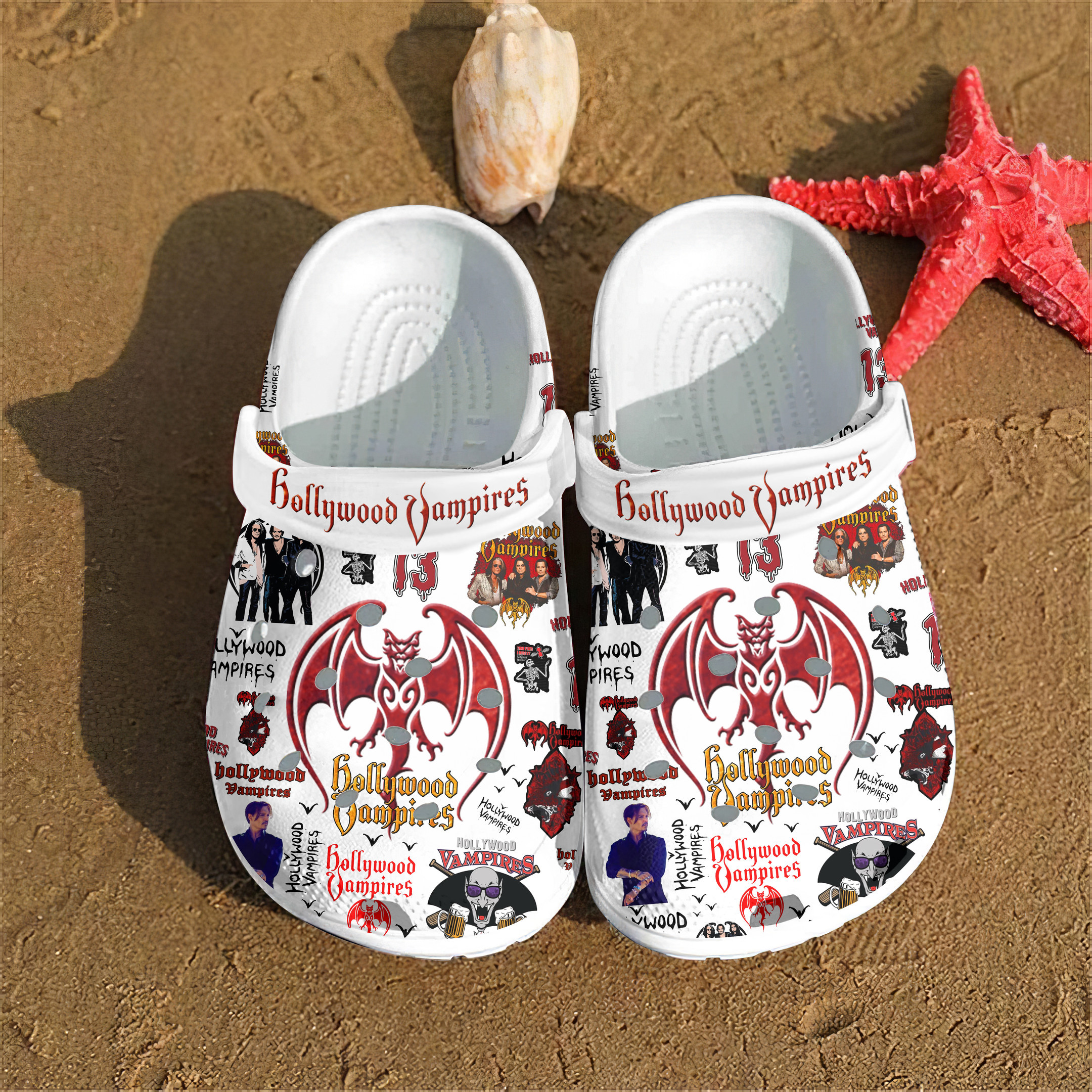 Merchidea Hollywood Vampires Music Crocs Crocband Clogs Shoes Comfortable For Men Women and Kids