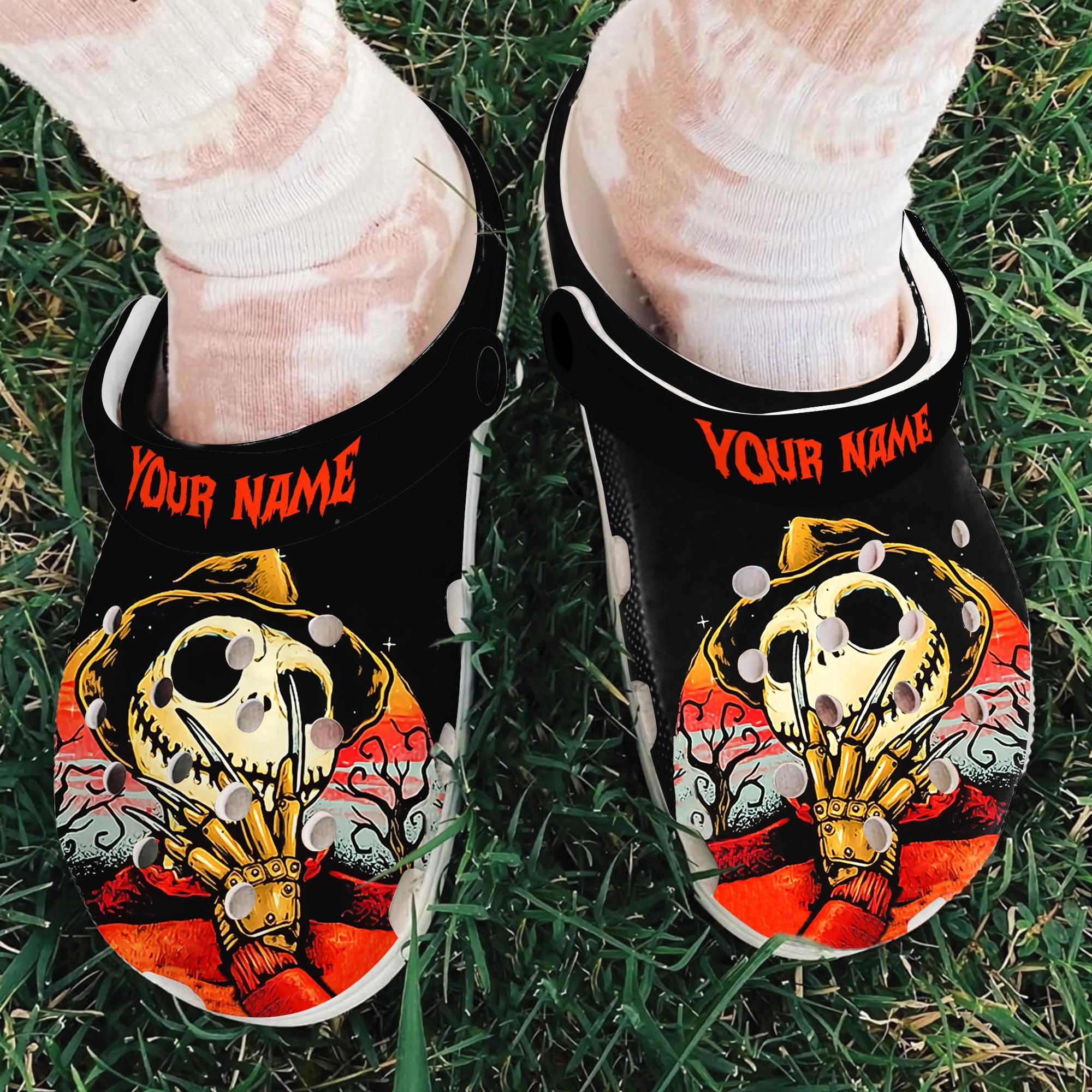 Merchidea Horror Jack Skellington The Nightmare Before Christmas Movie Crocs Crocband Clogs Shoes Comfortable For Men Women and Kids