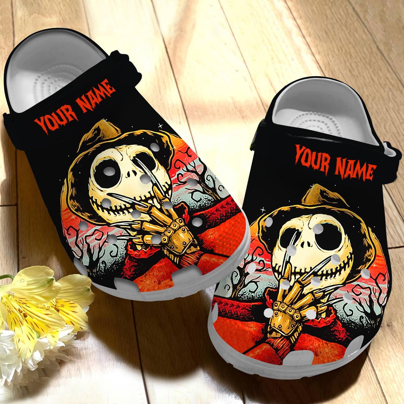 Merchidea Horror Jack Skellington The Nightmare Before Christmas Movie Crocs Crocband Clogs Shoes Comfortable For Men Women and Kids