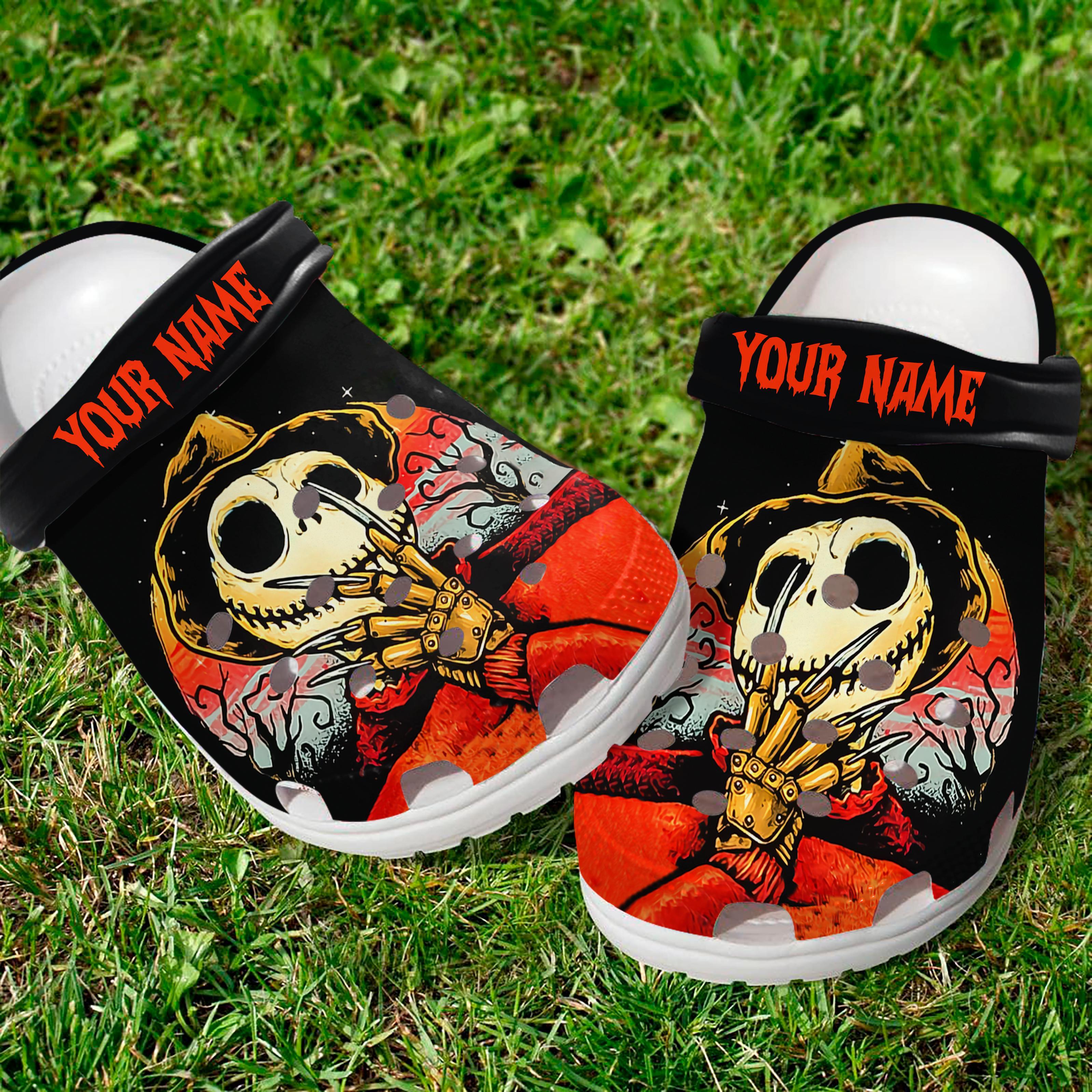 Merchidea Horror Jack Skellington The Nightmare Before Christmas Movie Crocs Crocband Clogs Shoes Comfortable For Men Women and Kids