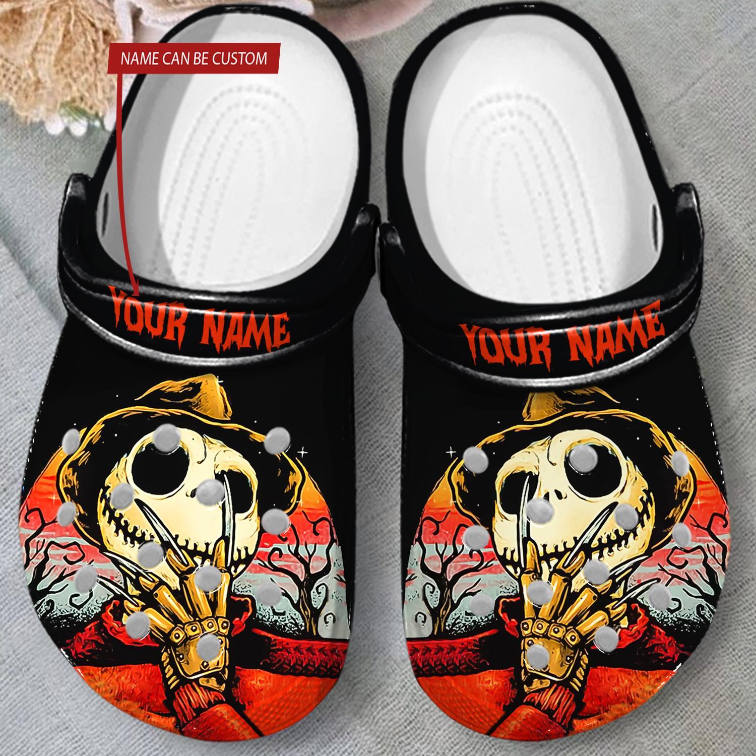 Merchidea Horror Jack Skellington The Nightmare Before Christmas Movie Crocs Crocband Clogs Shoes Comfortable For Men Women and Kids