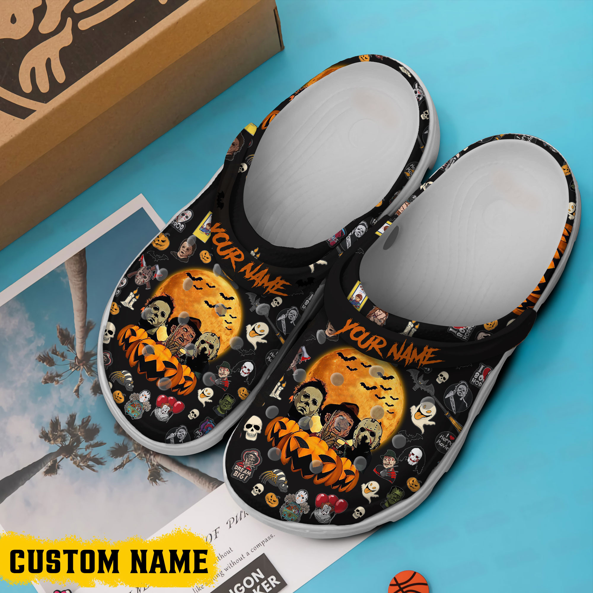 Merchidea Horror Movie Characters Movie Crocs Crocband Clogs Shoes Comfortable For Men Women and Kids