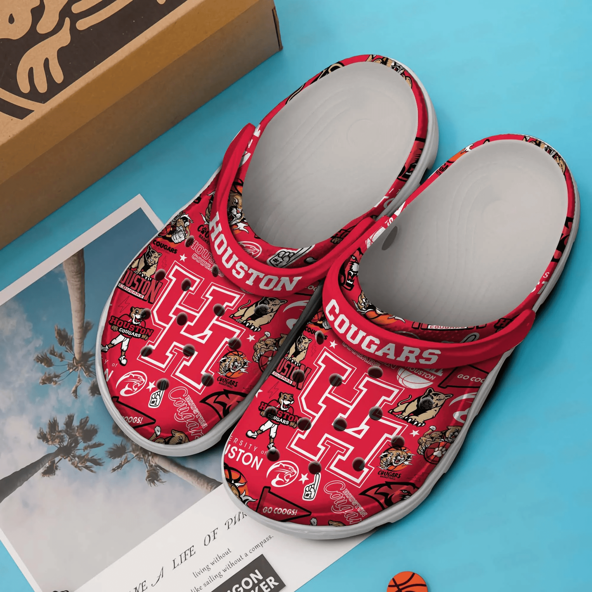 Merchidea Houston Cougars NCAA Sport Crocs Crocband Clogs Shoes Comfortable For Men Women and Kids