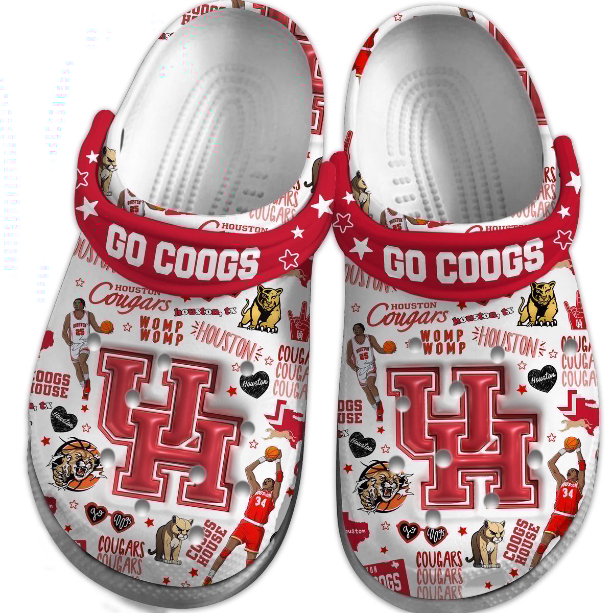 Merchidea Houston Cougars NCAA Sport Crocs Crocband Clogs Shoes Comfortable For Men Women and Kids