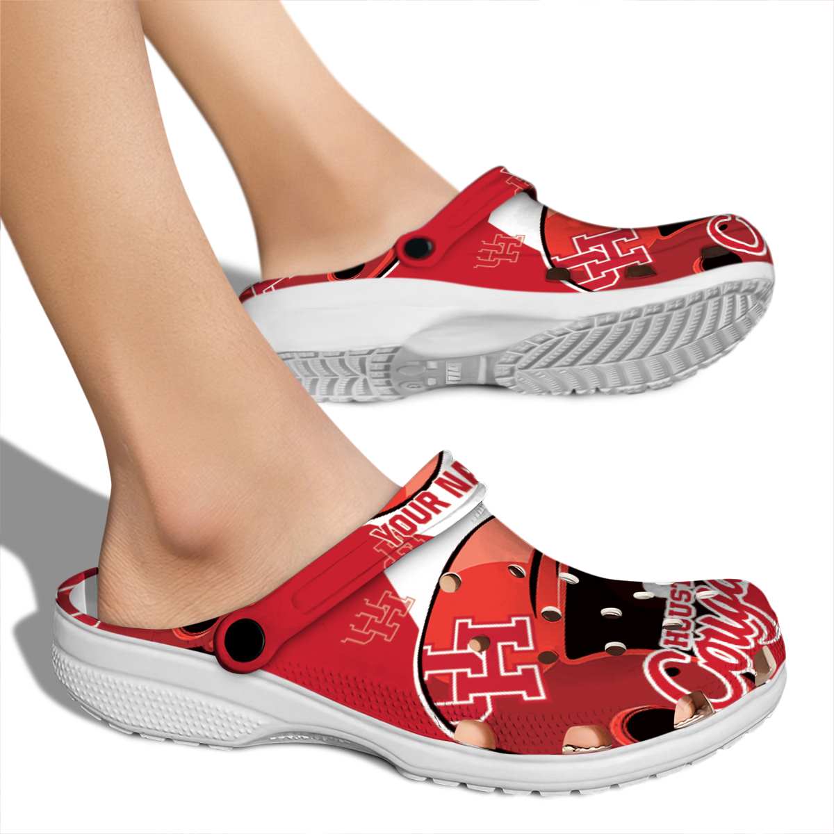 Merchidea Houston Cougars NCAA Sport Crocs Crocband Clogs Shoes Comfortable For Men Women and Kids