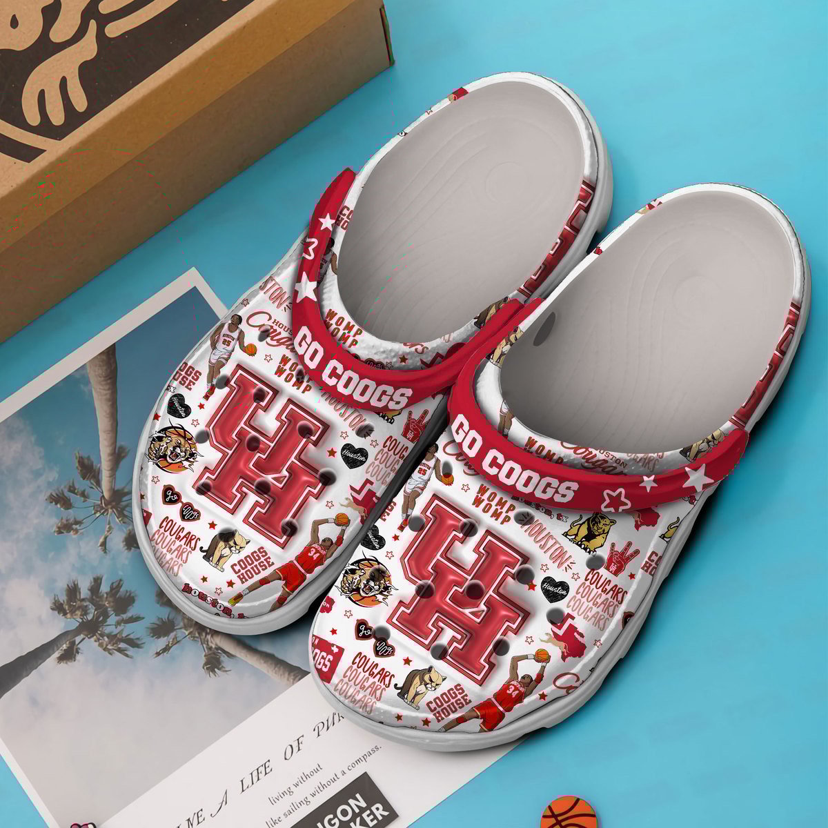 Merchidea Houston Cougars NCAA Sport Crocs Crocband Clogs Shoes Comfortable For Men Women and Kids