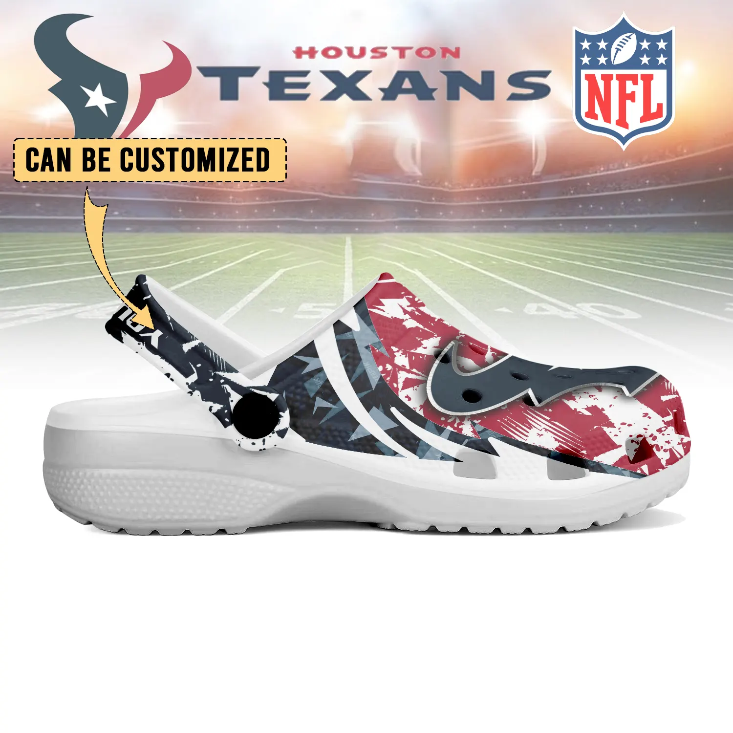 Merchidea Houston Texans NFL Crocs Crocband Clogs Shoes Comfortable For Men Women and Kids