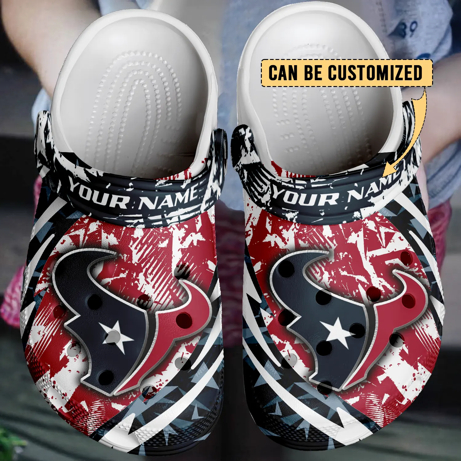 Merchidea Houston Texans NFL Crocs Crocband Clogs Shoes Comfortable For Men Women and Kids