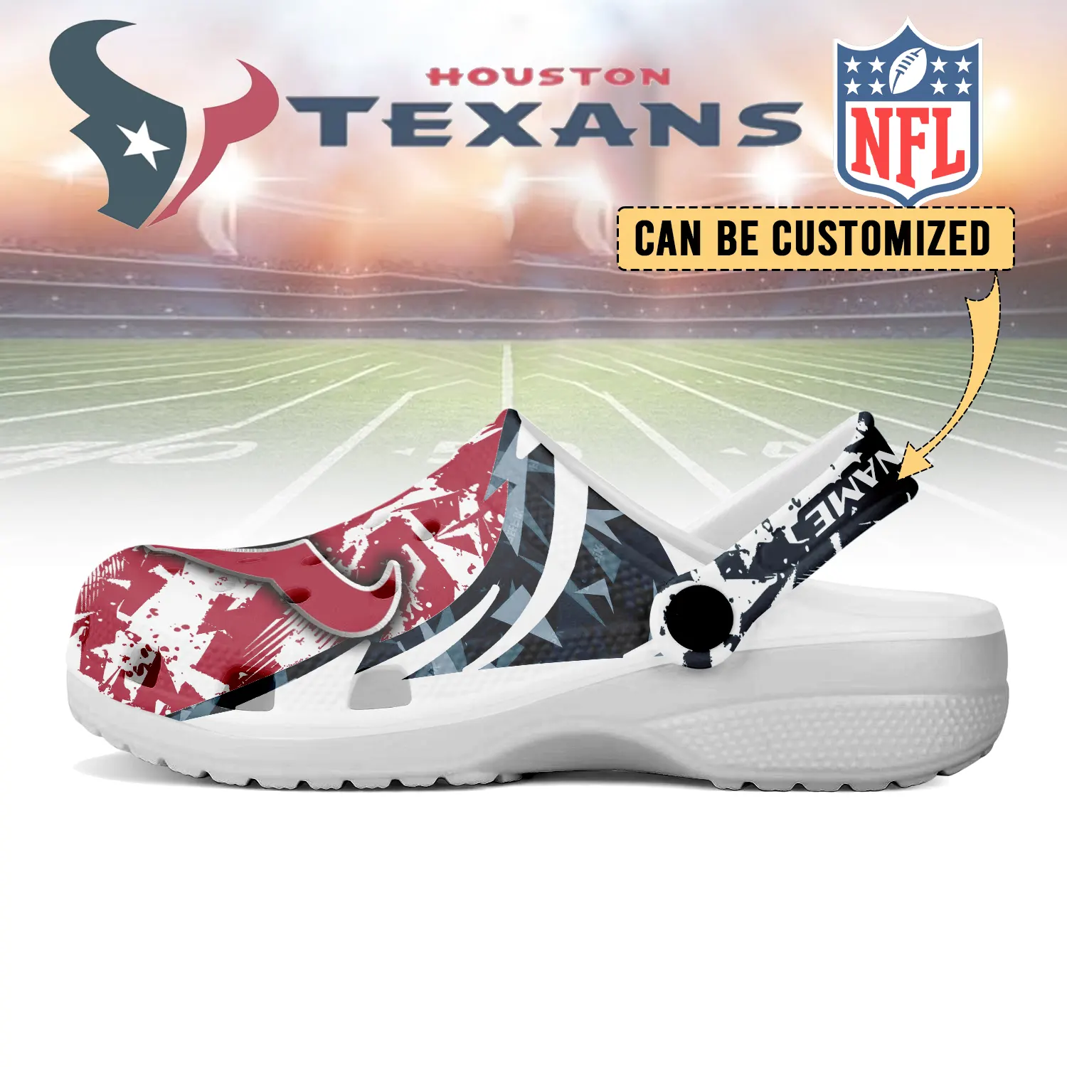 Merchidea Houston Texans NFL Crocs Crocband Clogs Shoes Comfortable For Men Women and Kids