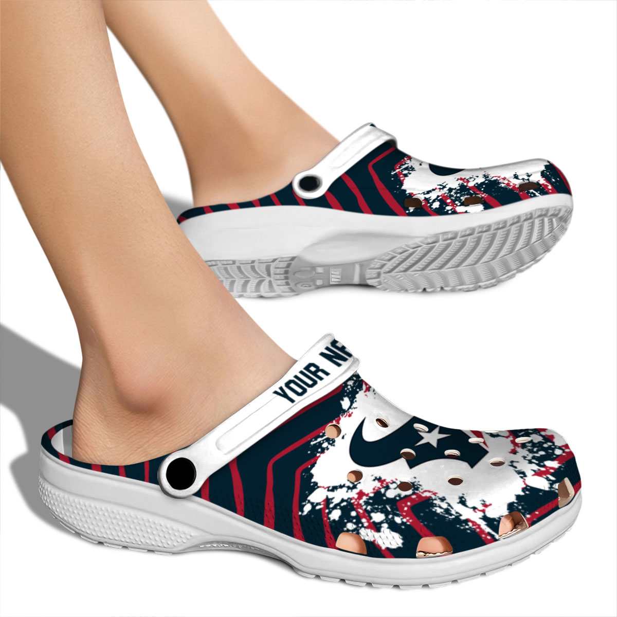 Merchidea Houston Texans NFL Sport Crocs Crocband Clogs Shoes Comfortable For Men Women and Kids