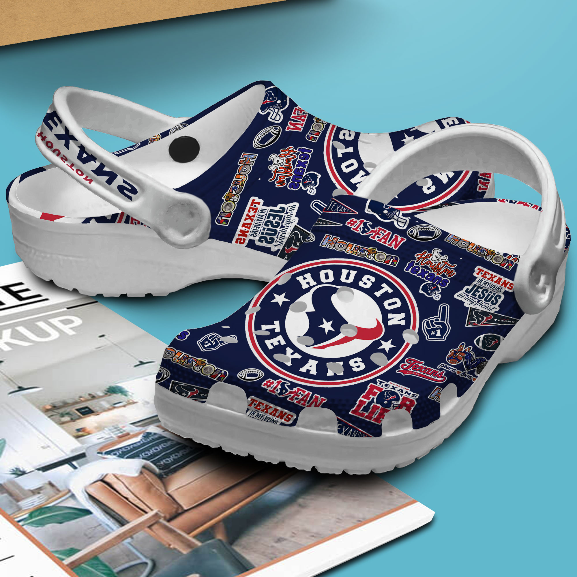 Merchidea Houston Texans NFL Sport Crocs Crocband Clogs Shoes Comfortable For Men Women and Kids