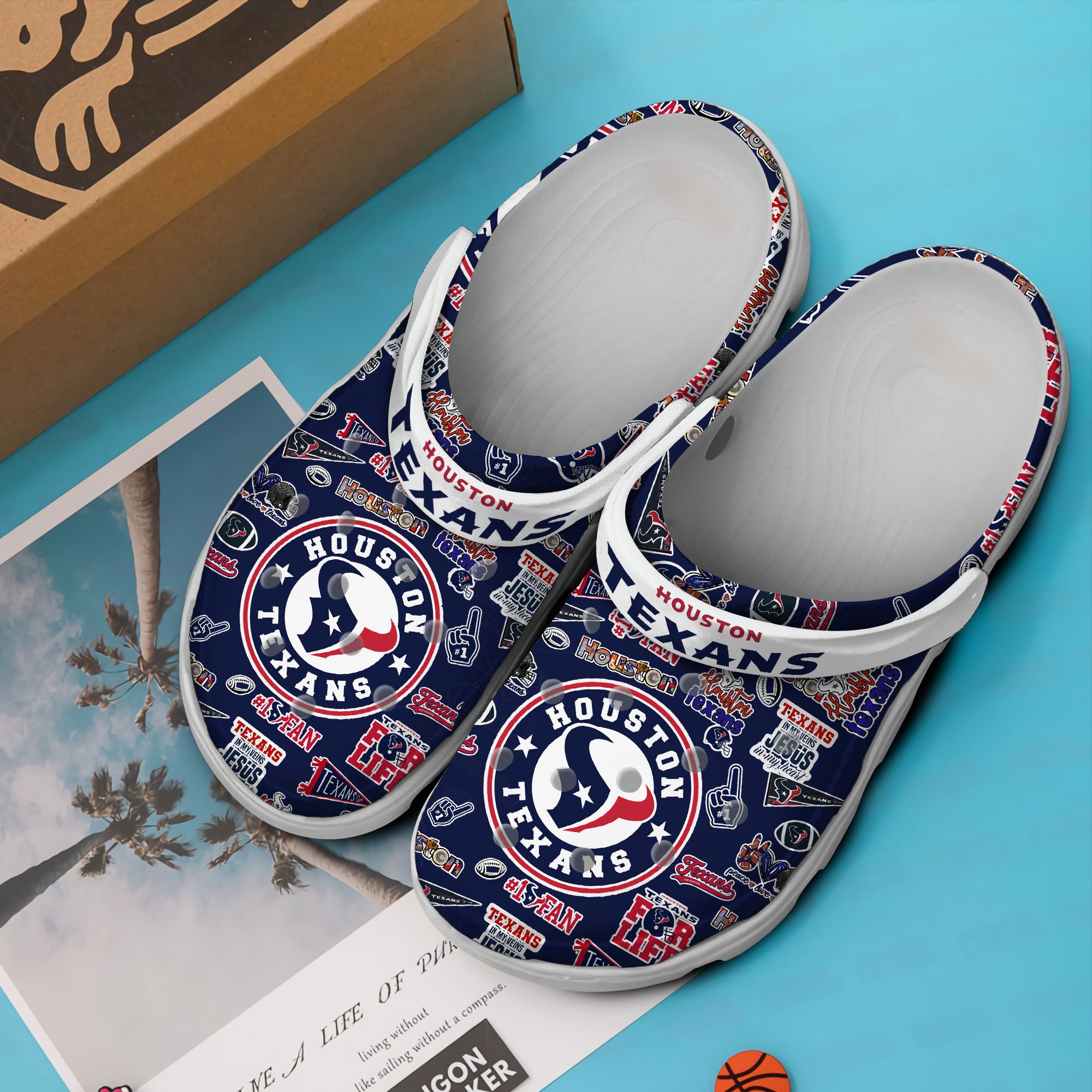 Merchidea Houston Texans NFL Sport Crocs Crocband Clogs Shoes Comfortable For Men Women and Kids
