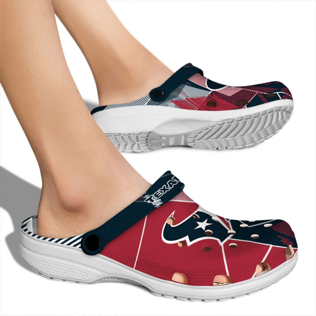 Merchidea Houston Texans NFL Sport Crocs Crocband Clogs Shoes Comfortable For Men Women and Kids