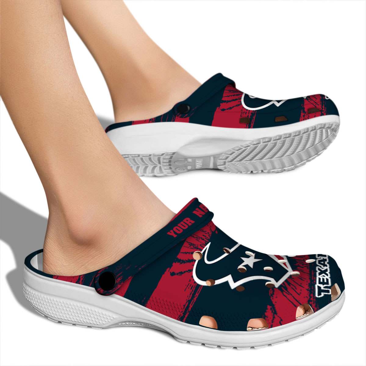 Merchidea Houston Texans NFL Sport Crocs Crocband Clogs Shoes Comfortable For Men Women and Kids