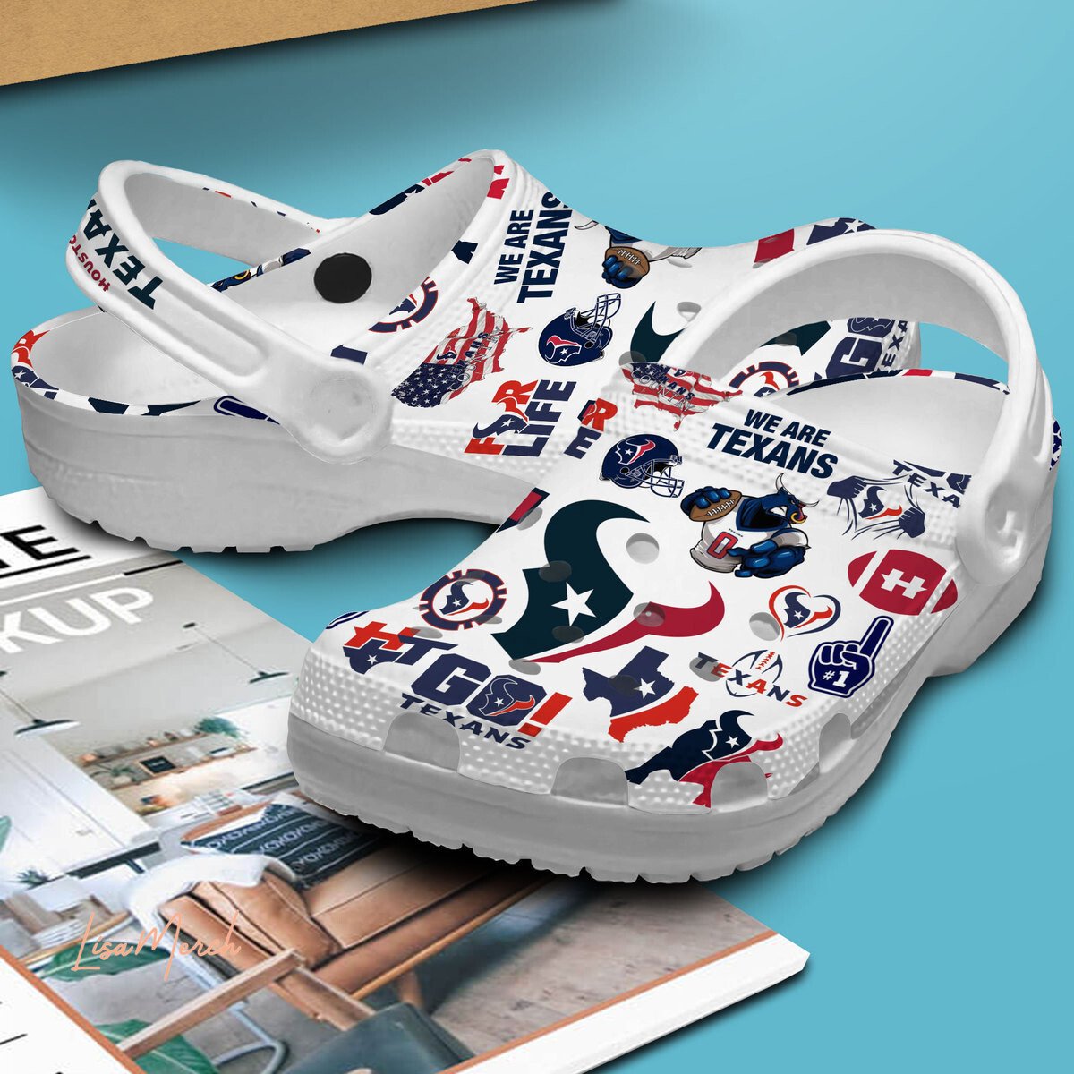 Merchidea Houston Texans NFL Sport Crocs Crocband Clogs Shoes Comfortable For Men Women and Kids