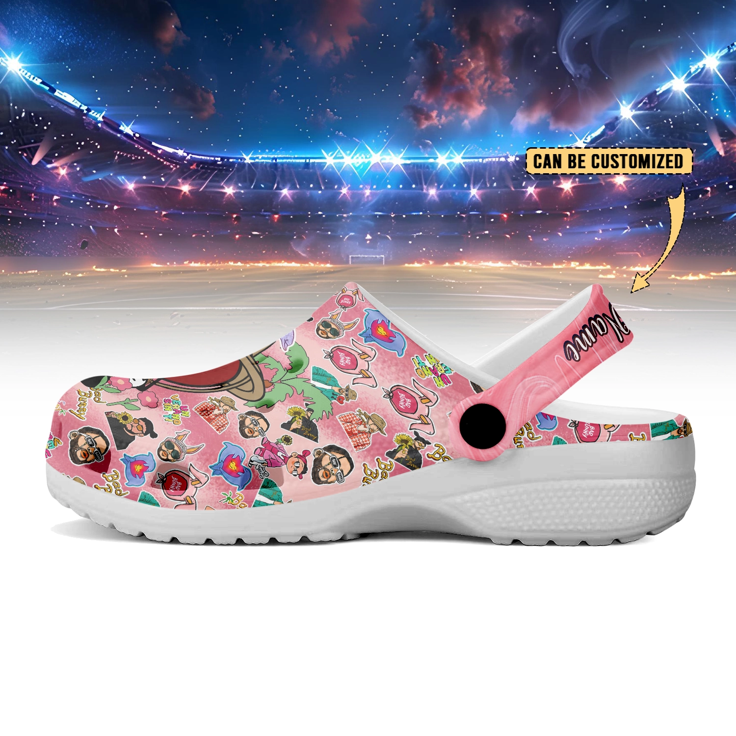 Merchidea Houston Texans x Bad Bunny Crocs Crocband Clogs Shoes Comfortable For Men Women and Kids
