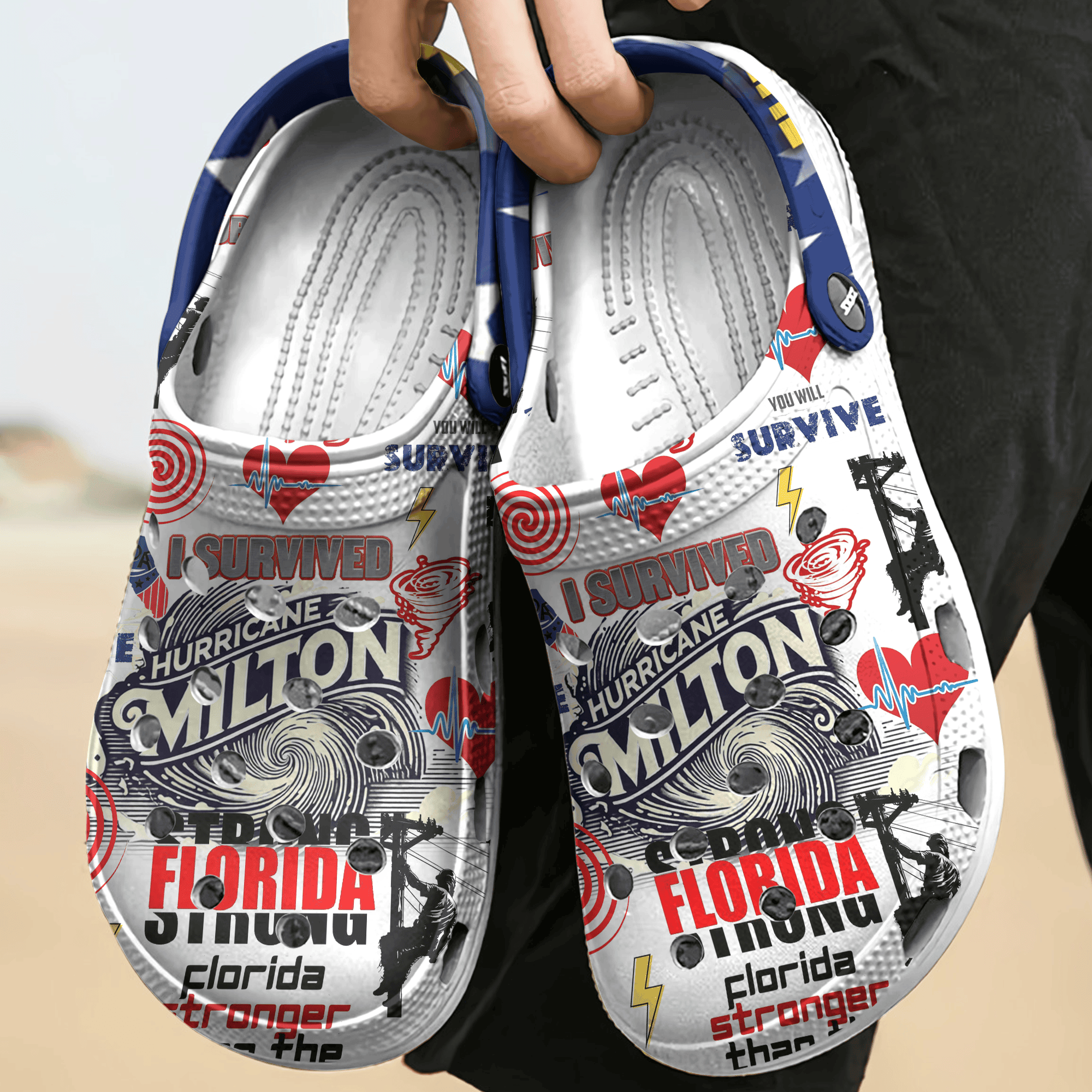 Merchidea Hurricane Milton Crocs Crocband Clogs Shoes Comfortable For Men Women and Kids