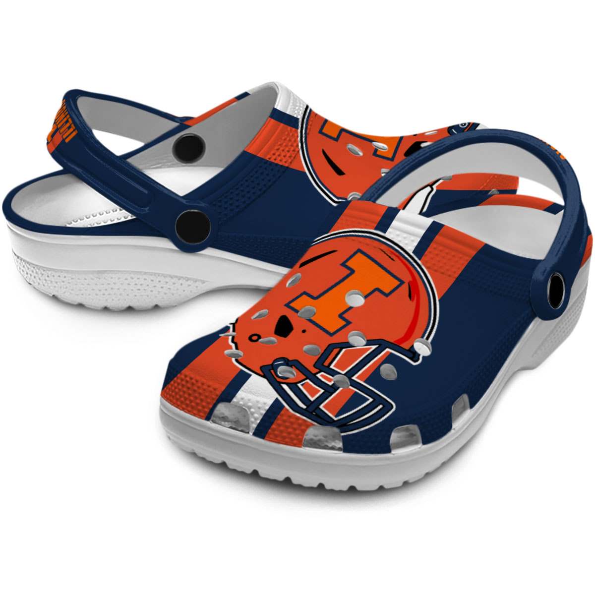 Merchidea Illinois Fighting Illini NCAA Sport Crocs Crocband Clogs Shoes Comfortable For Men Women and Kids