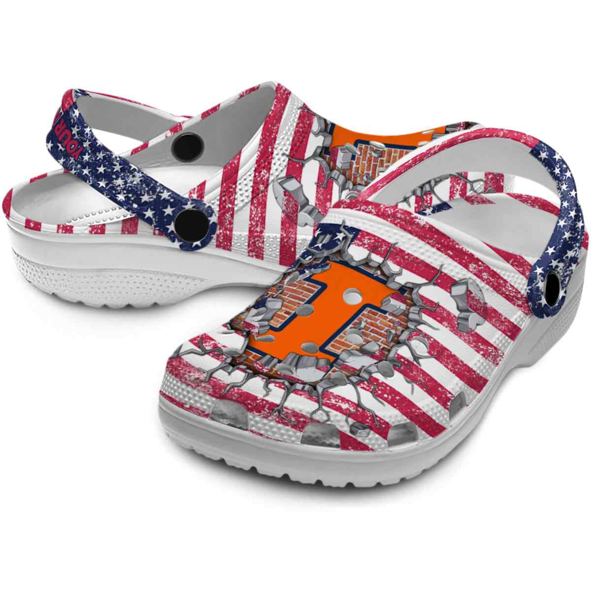 Merchidea Illinois Fighting Illini NCAA Sport Crocs Crocband Clogs Shoes Comfortable For Men Women and Kids