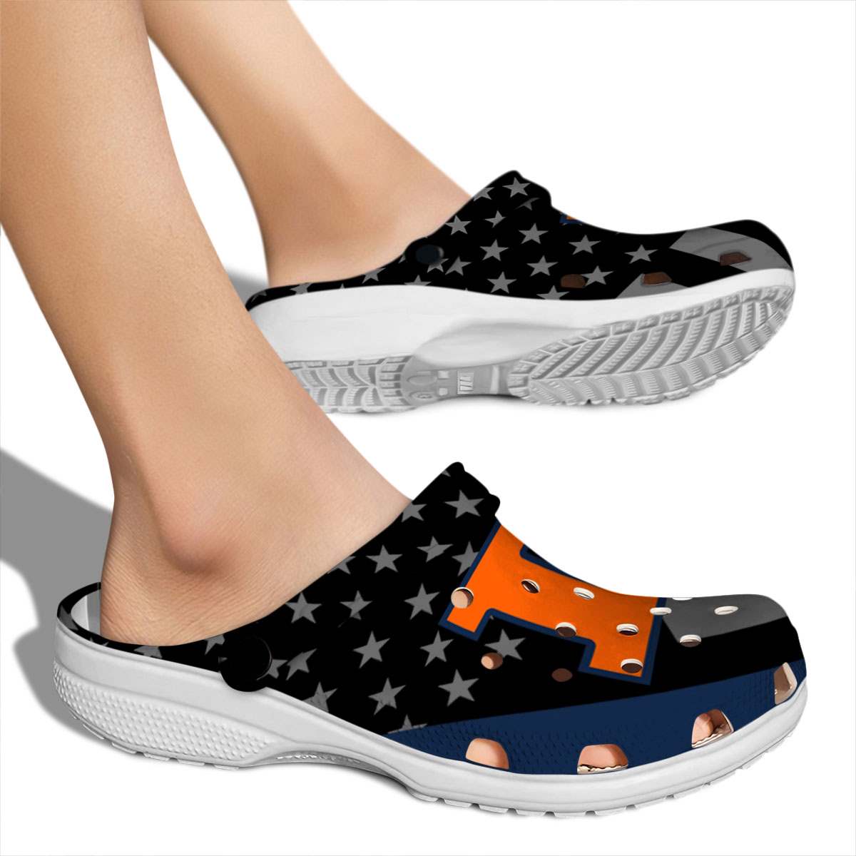 Merchidea Illinois Fighting Illini NCAA Sport Crocs Crocband Clogs Shoes Comfortable For Men Women and Kids