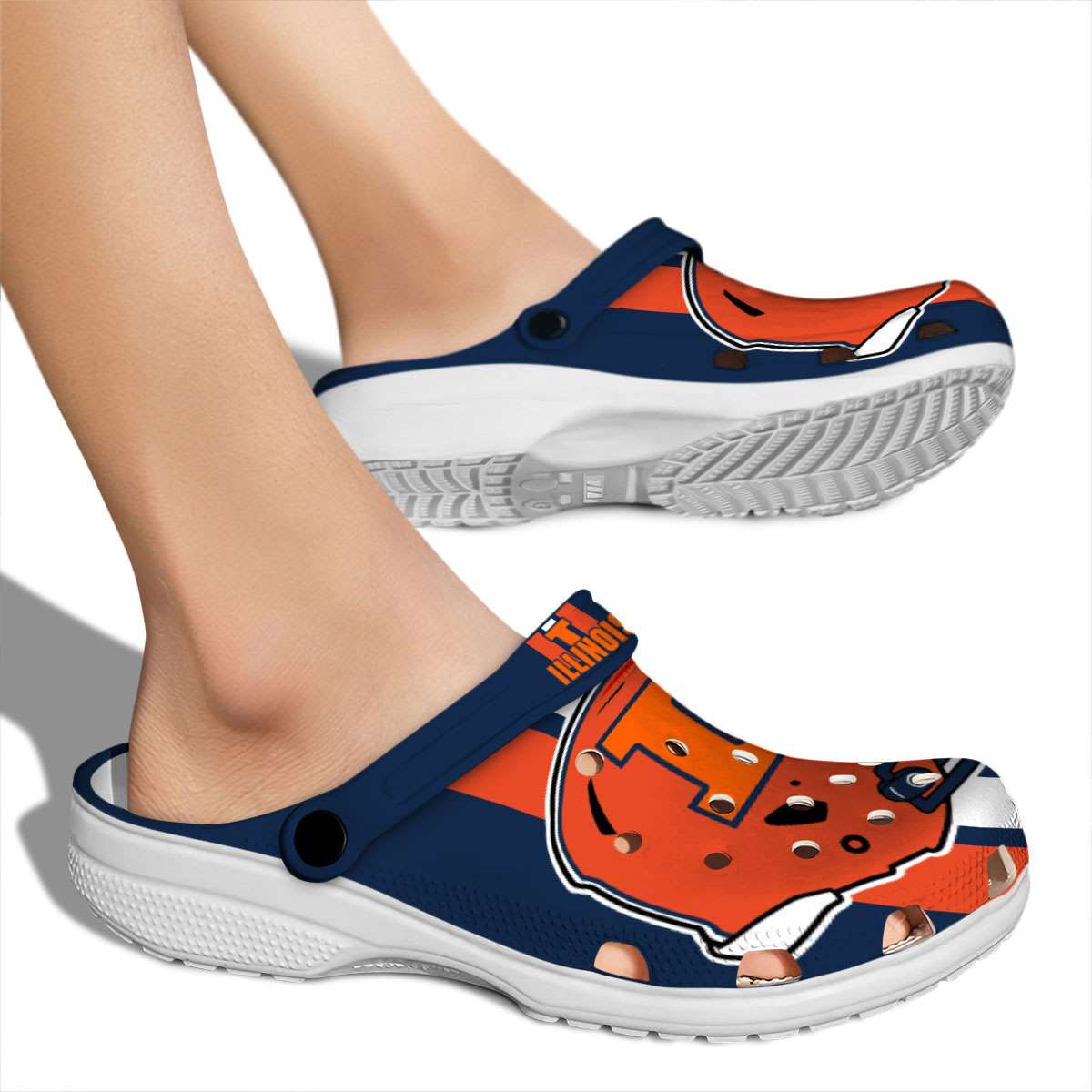Merchidea Illinois Fighting Illini NCAA Sport Crocs Crocband Clogs Shoes Comfortable For Men Women and Kids