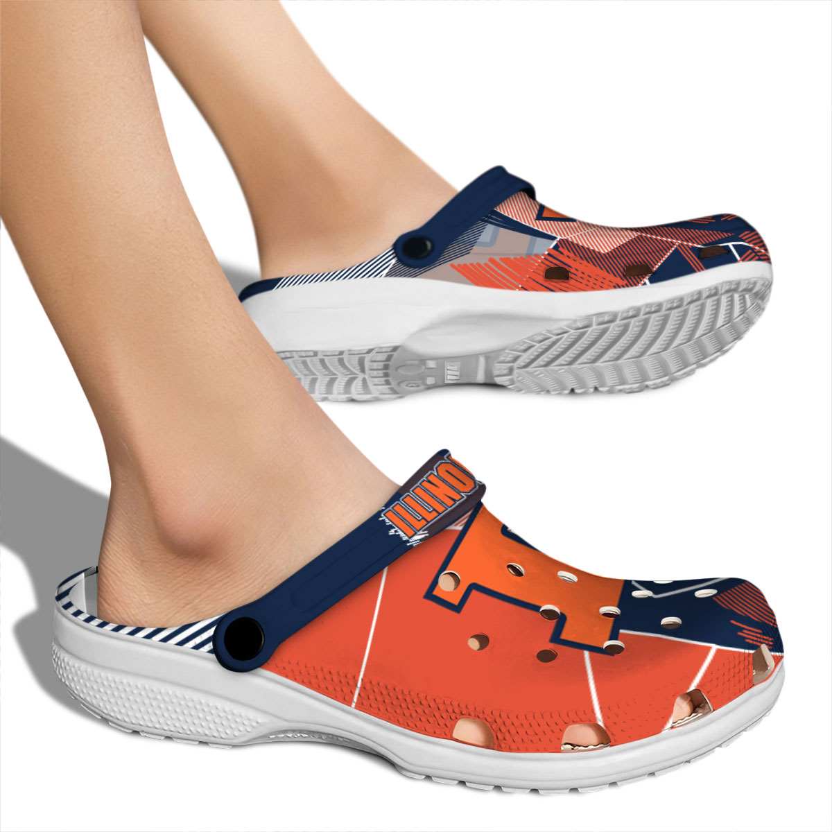 Merchidea Illinois Fighting Illini NCAA Sport Crocs Crocband Clogs Shoes Comfortable For Men Women and Kids
