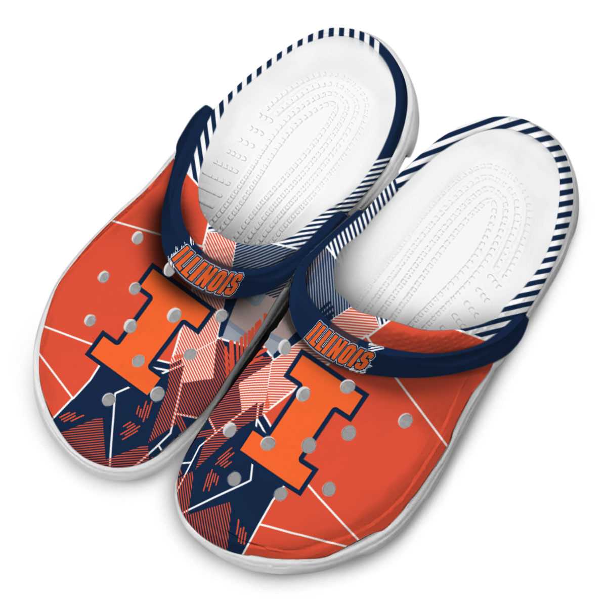 Merchidea Illinois Fighting Illini NCAA Sport Crocs Crocband Clogs Shoes Comfortable For Men Women and Kids