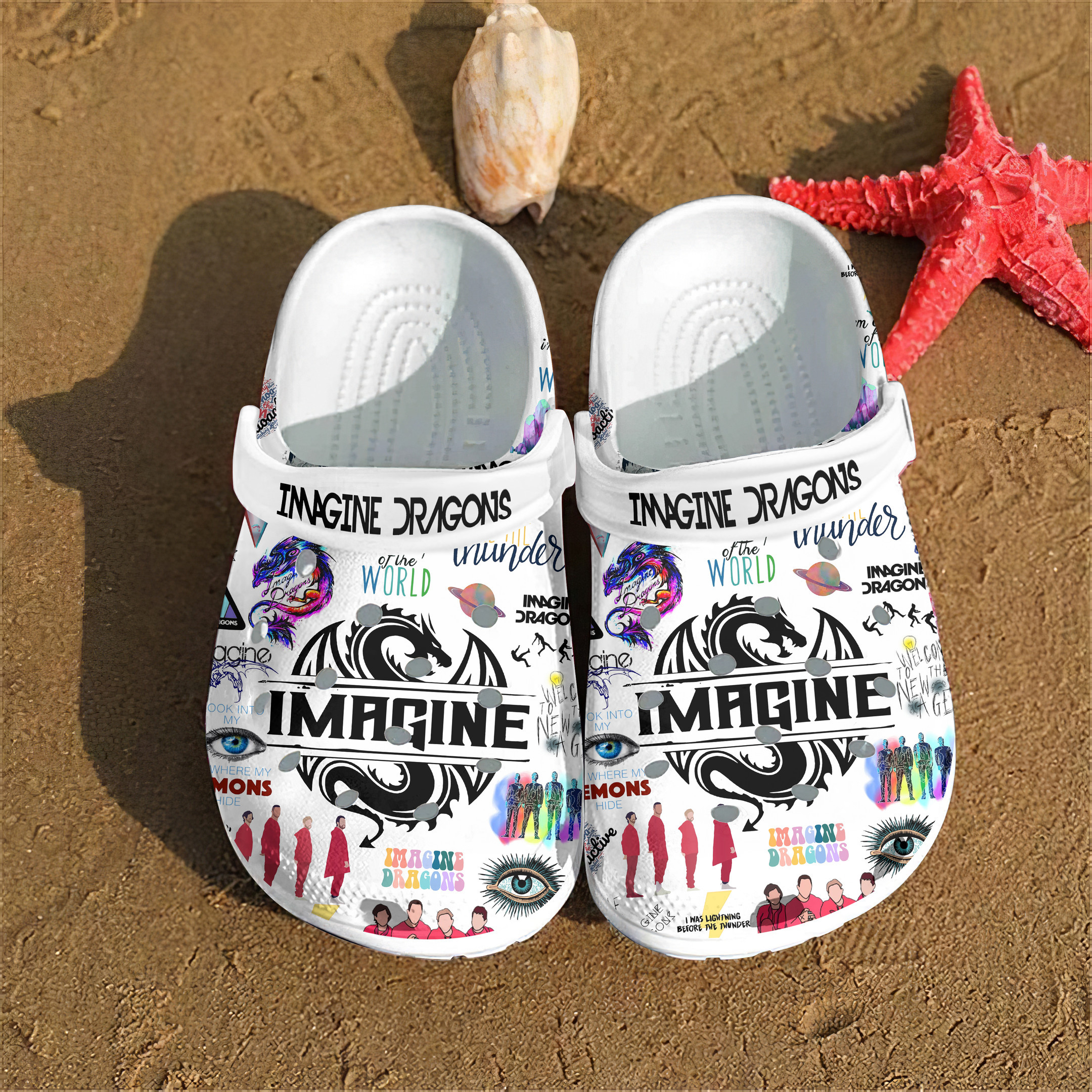 Merchidea Imagine Dragons Music Crocs Crocband Clogs Shoes Comfortable For Men Women and Kids