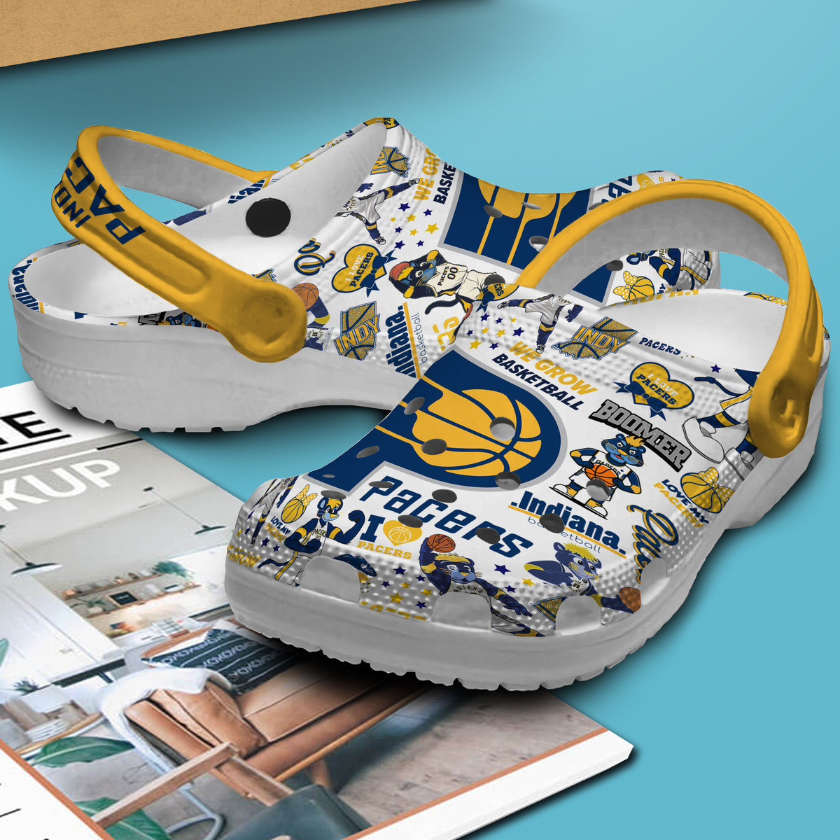 Merchidea Indiana Pacers Basketball NBA Sport Crocs Crocband Clogs Shoes Comfortable For Men Women and Kids