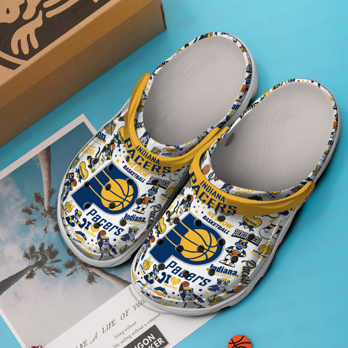 Merchidea Indiana Pacers Basketball NBA Sport Crocs Crocband Clogs Shoes Comfortable For Men Women and Kids