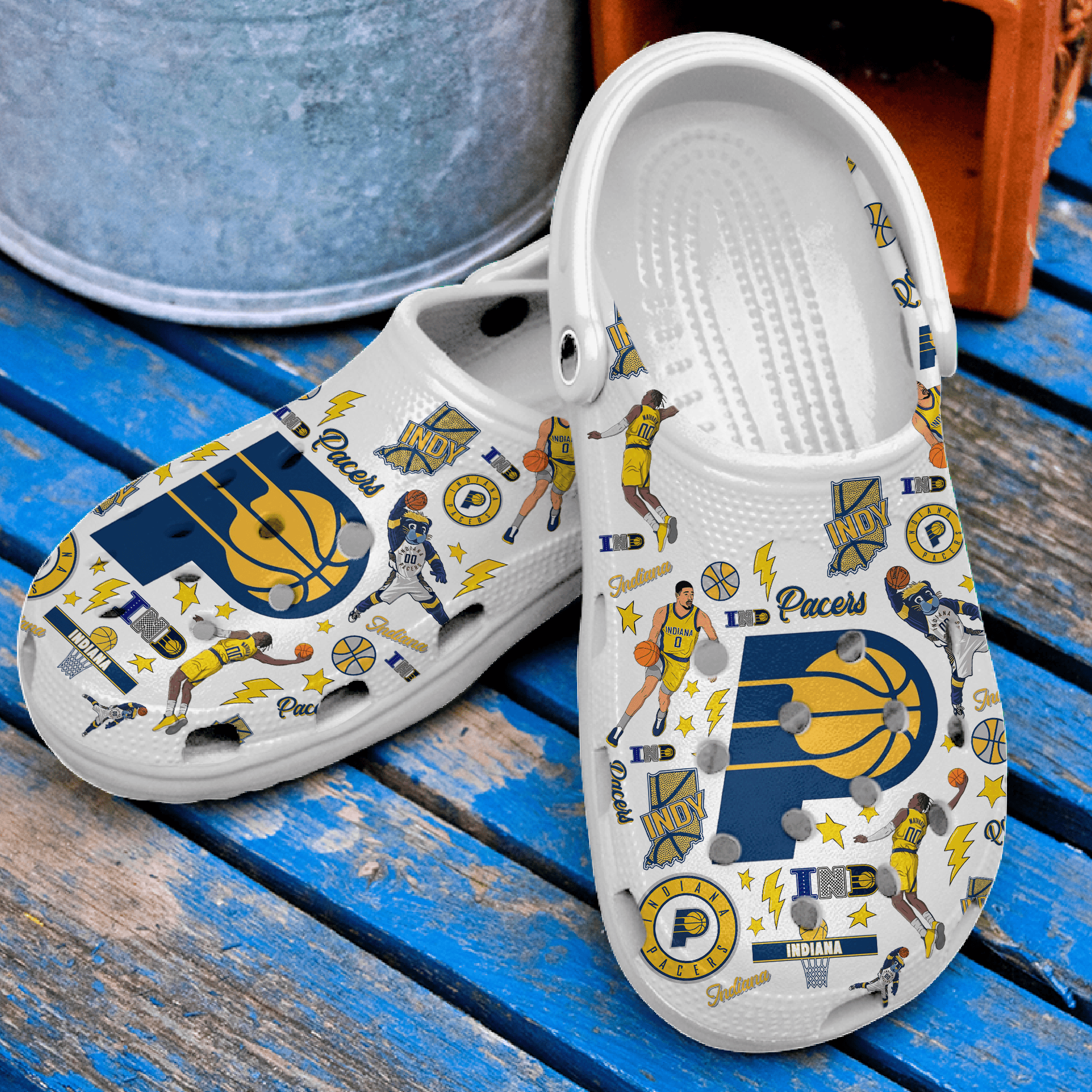 Merchidea Indiana Pacers Basketball NBA Sport Crocs Crocband Clogs Shoes Comfortable For Men Women and Kids